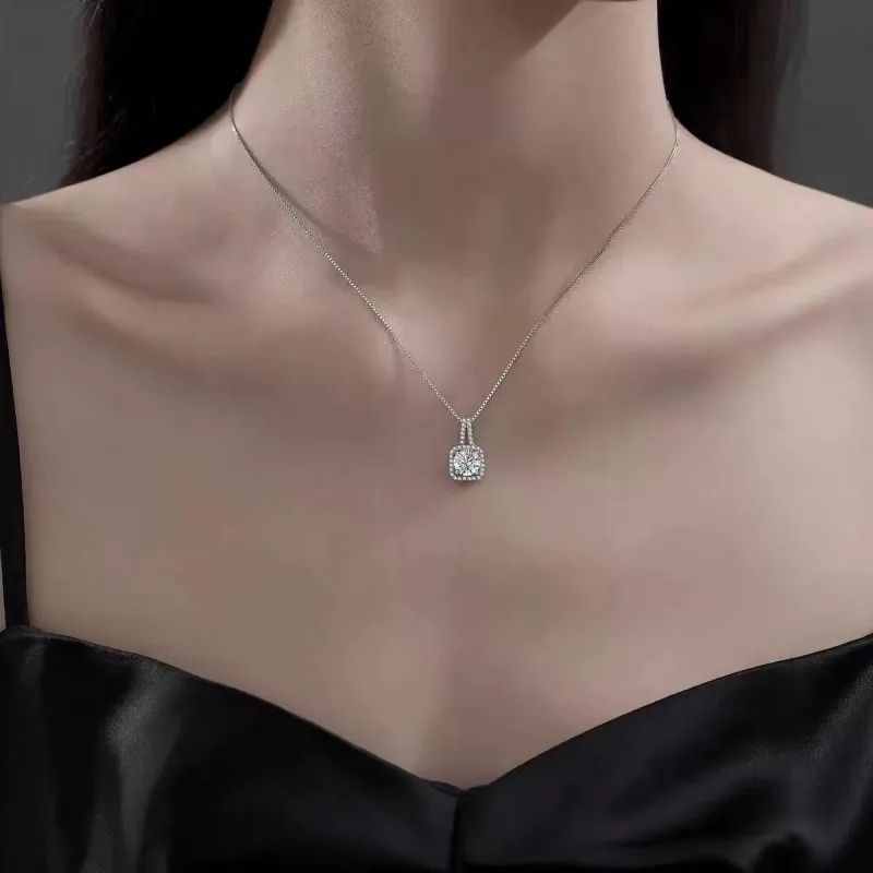 Lab Grown Diamond Necklace Square Encircled 3