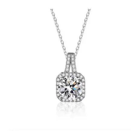 Lab Grown Diamond Necklace-Square Encircled