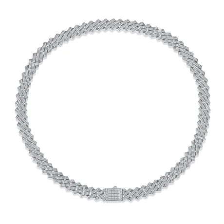 Moissanite Cuban Link Necklace-925 Silver