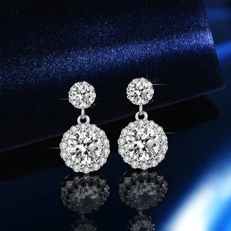 Moissanite Round Earrings-Gold Plated