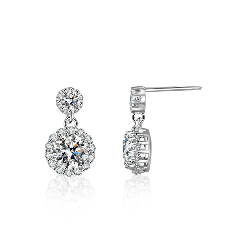 Moissanite Round Earrings