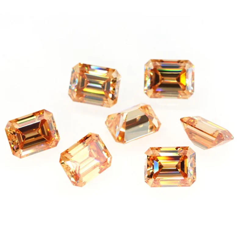 emerald cut moissanite Champagne 3