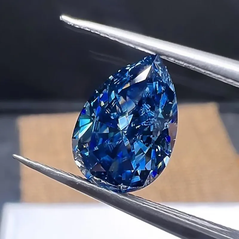 Pear Cut Moissanite-Blue