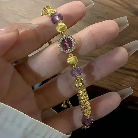 Amethyst Crystal Bracelet-Sterling Silver