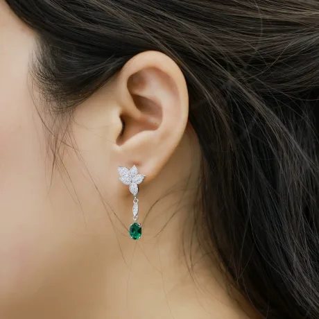 Asymmetry Lab Created Emerald Earrings 2