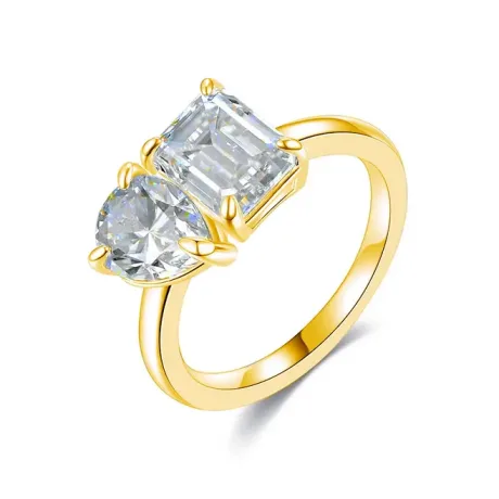 Emerald & Pear Moissanite Ring