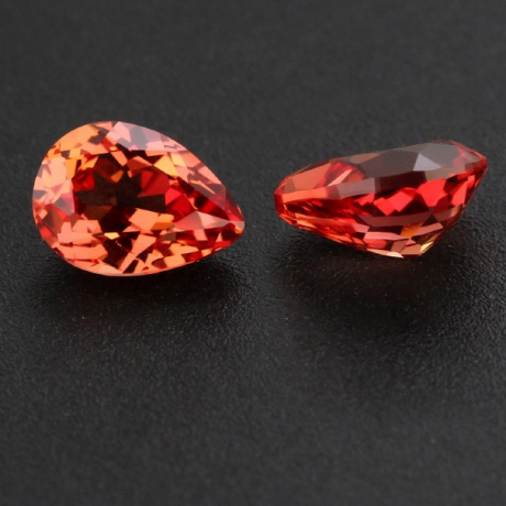 Lab Created Orange Sapphire- Pear Cut