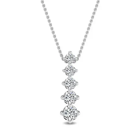 Lab Grown Diamond Five-Stone Necklace-18K Gold