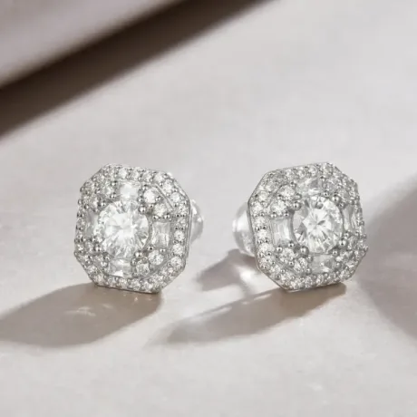 Lab Grown Diamond Stud Earrings-Sterling Silver
