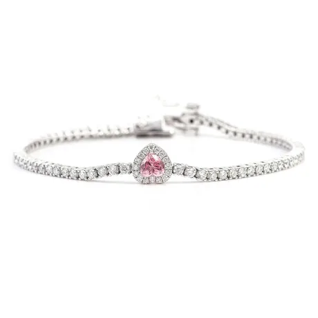 Lab Grown Diamond Tennis Bracelet With Heart Lab Gem 2