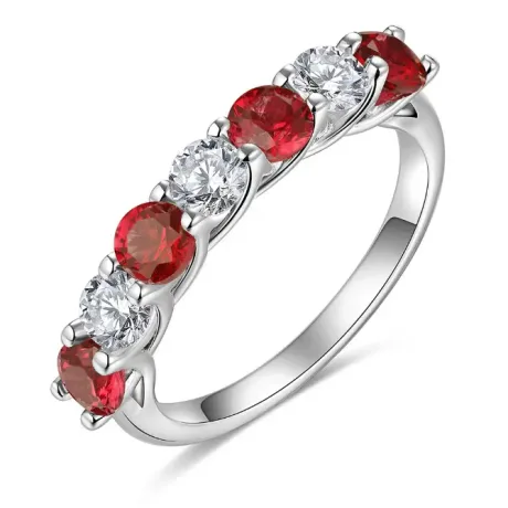 Lab Ruby and Moissanite Ring