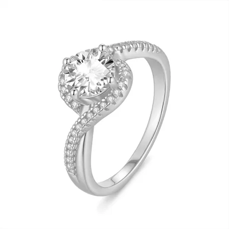 Moissanite Diamond Rings-Silver