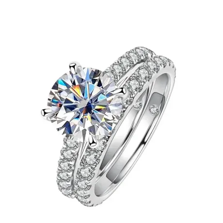 Moissanite Double Band Ring