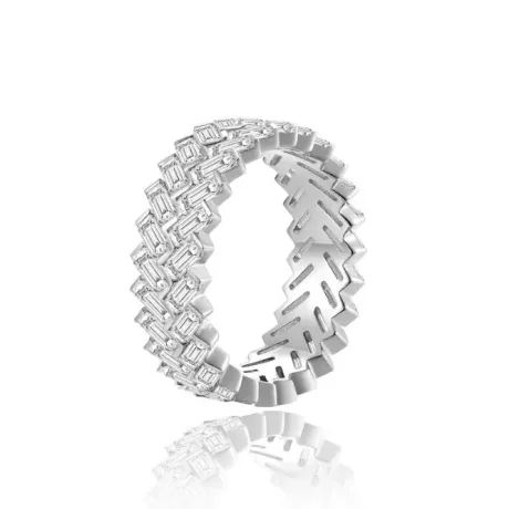 Moissanite Eternity Band Emerald Cut
