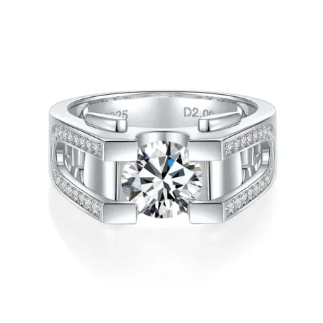 Moissanite Ring Men-Silver