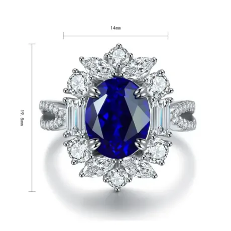 Oval Cut Lab Sapphire Ring 2