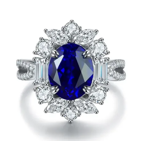Oval Cut Lab Created Sapphire Ring