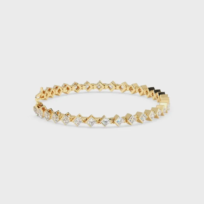 Princess Cut Lab Grown Diamond Tennis Bracelet-3 Carat