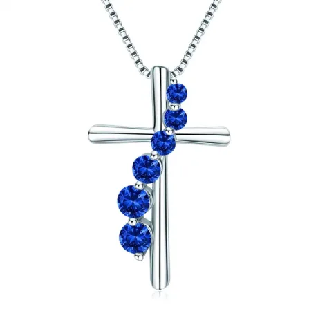 Sapphire Cross Necklace